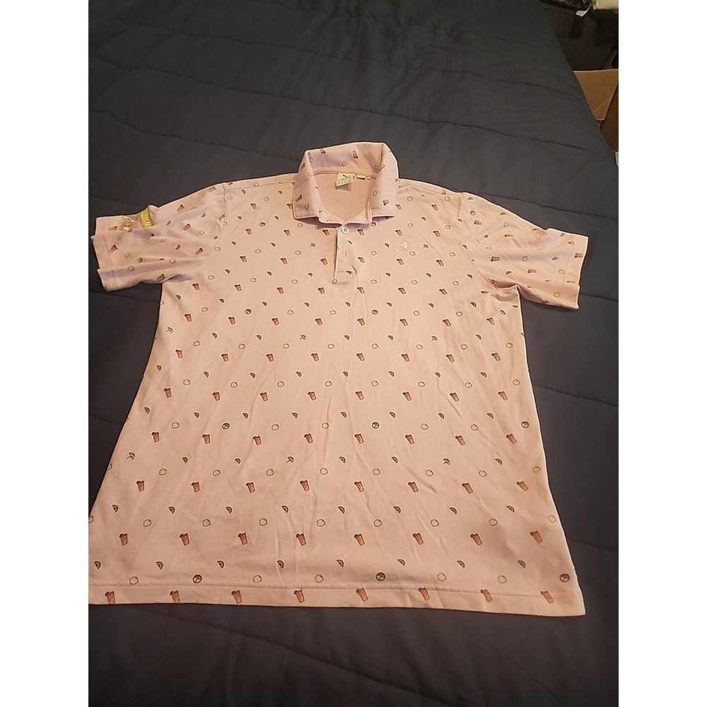Puma Polo Shirt Men's L Pink Arnold Palmer Smirnoff Pink Lemonade Embroidered